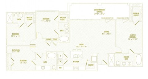 Floor plan for 4 beds, 4 baths, 1887 sqft